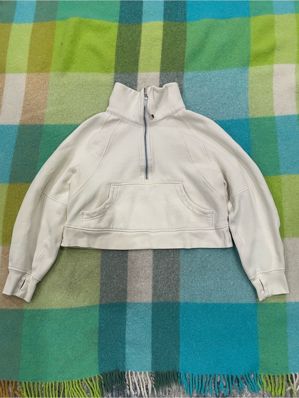 Lululemon scuba cream cropped quarter zip sweatshirt
